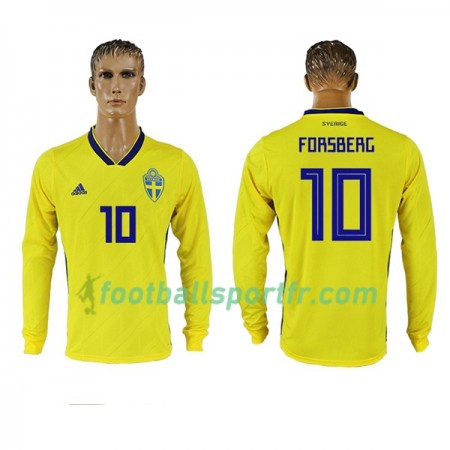 Tenue Suède Forsberg 10 Domicile Coupe du monde 2018 Maillot de Foot ML
